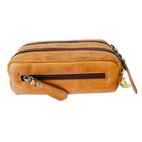 Plain Yellow Leather Toiletry Case