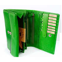 Green Leather Ladies Wallet - Genuine Leather, Bifold Design, Various Sizes & Colors | Stylish & Functional with Modern Craftsmanship