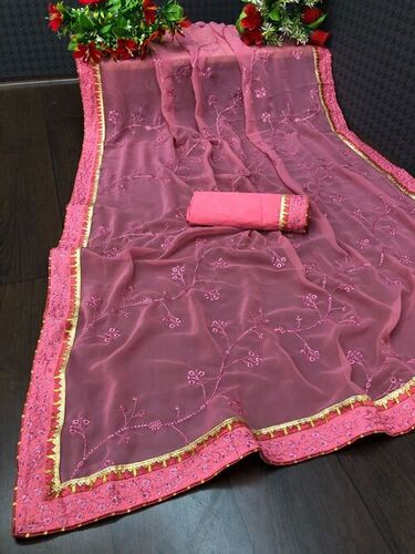 Jency Baby Pink Georgette Saree
