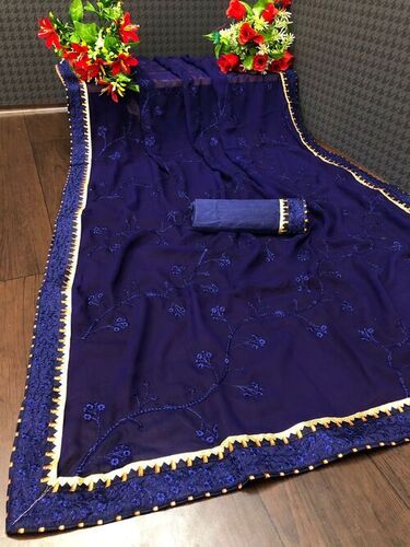 Jency Blue Georgette Saree