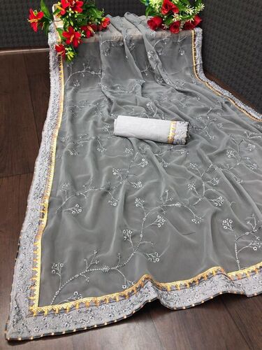 Jency Grey Georgette Saree