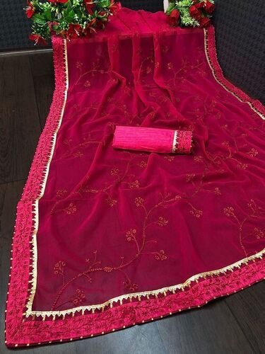 Casual Jency Pink Georgette Saree