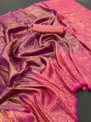 Komal Purple Naylon Soft Silk Saree