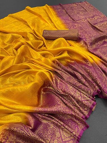 Komal Yellow Naylon Soft Silk Saree