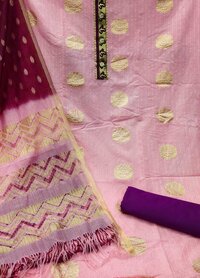 Dipati Pink Jacquard Jari Butta Dress Material