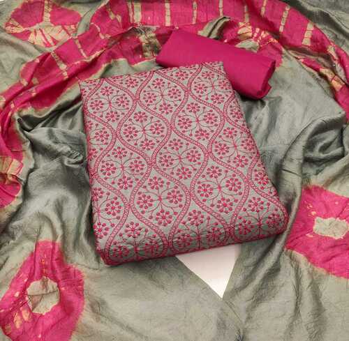 Nirali Grey Coco Silk Dress Material