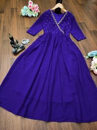 Women Fox Georgette And Sequence Embroidery Kurtis...