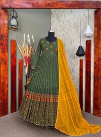 WOMEN FANCY DESIGNER MULTI THREAD EMBROIDERED WORK SUIT WITH WORK DUPATTA