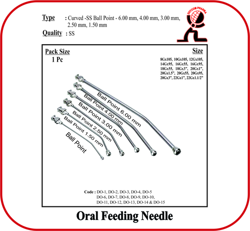 Oral Feeding Needle -Curved -SS Ball Point-6.00mm