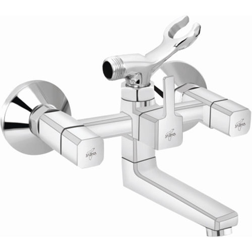 Silver 2 In 1 Wall Mixer With Crutch