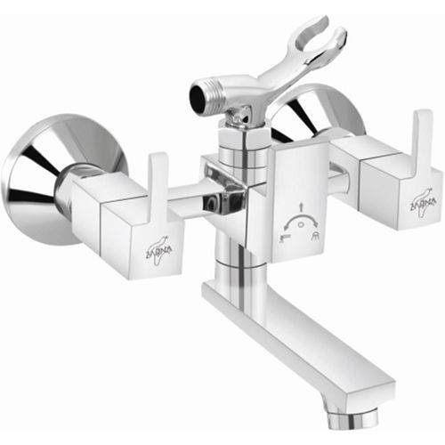 Silver 2 In 1 Wall Mixer With Crutch