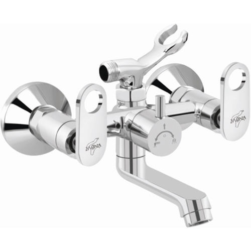 Silver 2 In 1 Wall Mixer With Crutch