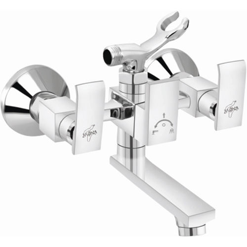 Silver 2 In 1 Wall Mixer With Crutch