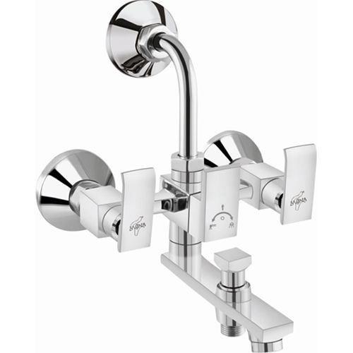 Silver 3 In 1 Wall Mixer With Bend