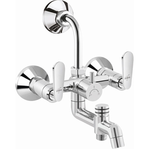 Silver 3 In 1 Wall Mixer With Bend