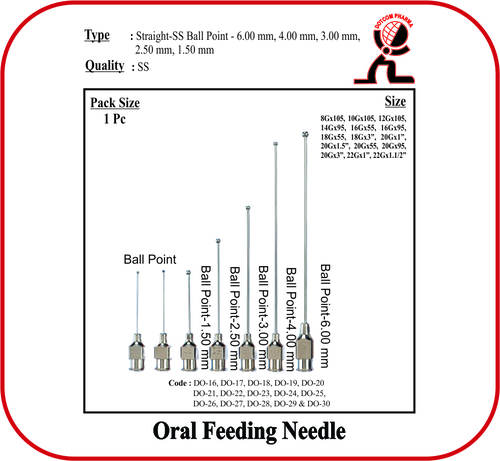 Oral Feeding Needle -Straight -SS Ball Point-6.00mm
