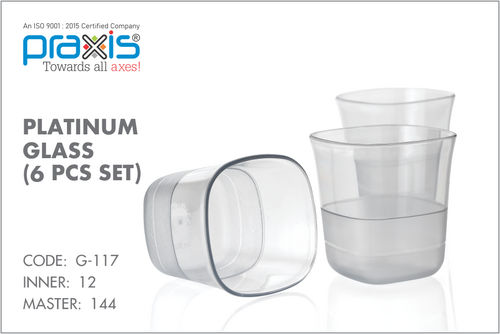 UNBREAKABLE REUSABLE PLASTIC PLATINUM GLASS 6 PCS SET