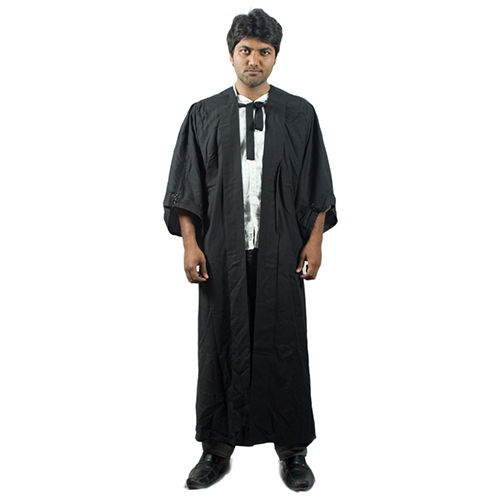 Black Convocation Gown In PV Fabric Without Hat