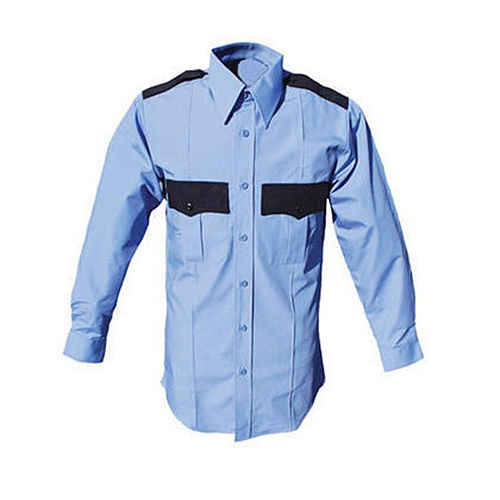 Blue Full Sleeve Security Shirt With Black Flaps