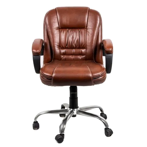 Leatherette Ergonomic Medium Back Brown Office Chair