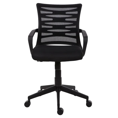 Mesh Office Chair - Leatherette, Smooth Black Finish | Eco-Friendly, Durable Steel Frame
