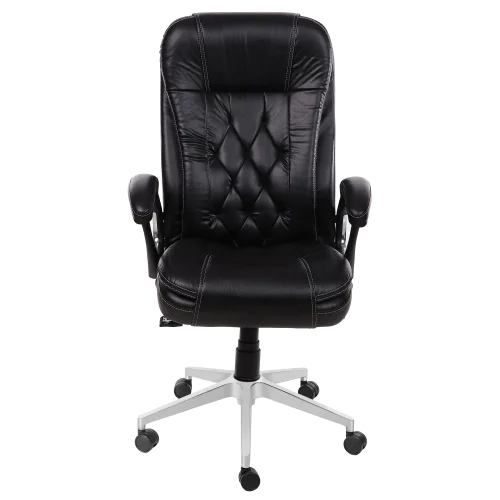 Leather Office Chair - Leatherette, Black Color, Smooth Finish | Eco-Friendly, Durable Steel Frame