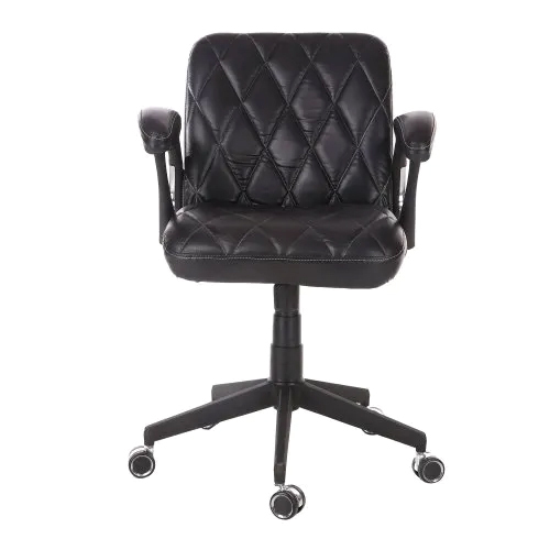 Black Low Back Office Chair - Leatherette Material, Steel Frame - Eco-Friendly, Durable Design
