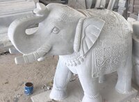 White Carved Elephant Statue