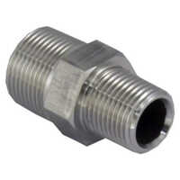 Stainless Steel Hex Nipple - Round Shape, Galvanized Surface Treatment | Durable Silver Automotive, Plumbing, Industrial Fitting