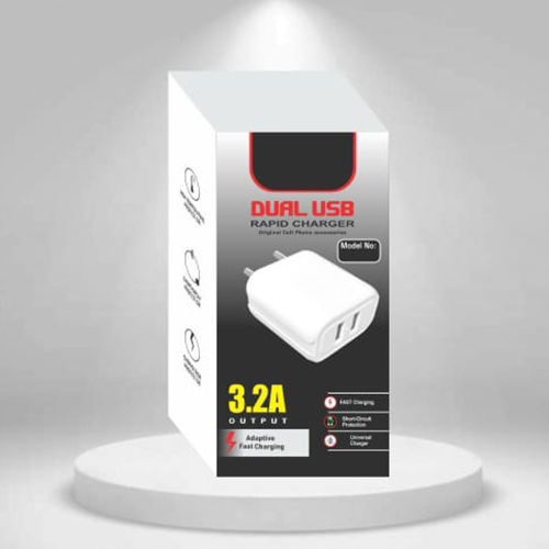 White 3.2 Amp Dual Usb Rapid Charger