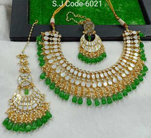 SIMPLE  PACHI KUNDAN NECKLACE SET