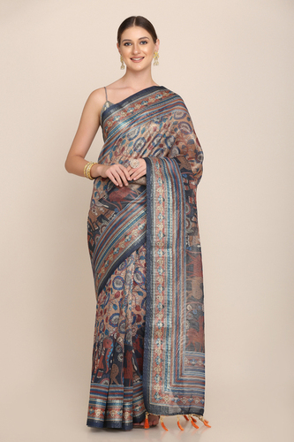 Kalamkari Pattern Digital Saree