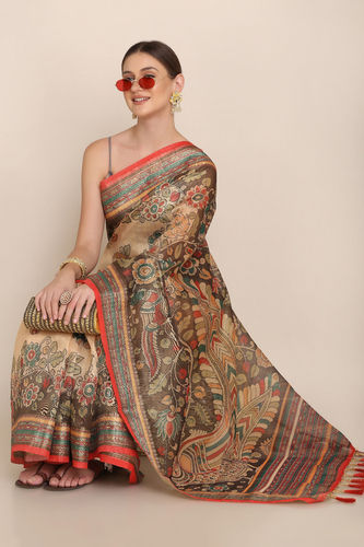 Cream Color Kalamkari Saree