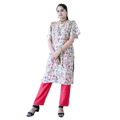 Long Printed Kurti - Cotton Material, Customized Size , Washable and Formal Design with Trendy Patterns