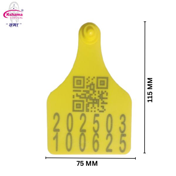 Livestock Ear Tags Numbered QR Code Animal Ear Tagger Identification ID Ear Tag Size 75 x 115 Cattle and Buffalo 50 PCS Yellow