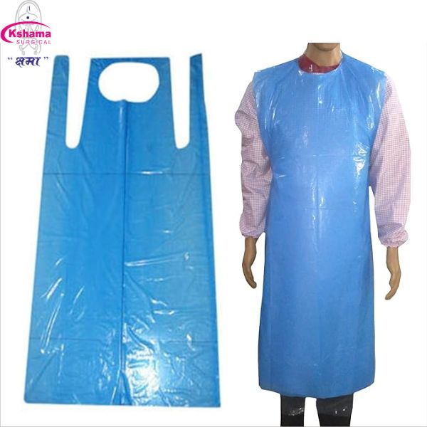 Apron Plastic LDPE, Pack of 50 Pcs, Disposable Kitchen apron, Patient apron, Waterproof, Blue, plastic