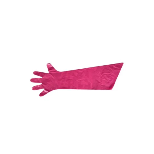 Full Length Vet Hand Gloves Pink 32 Inch Pack Of 100 Pcs