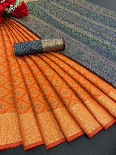 Kanika Orange Pure Patola Silk Saree