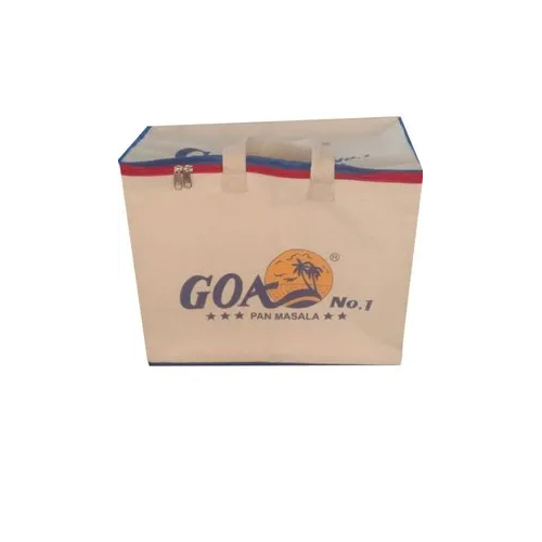 Printed Organic Canvas Bag - Medium Size, White Color | Customized Design with Zip Closure and Sturdy Handles