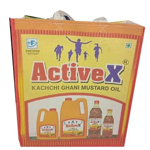 5 Kg Promotional Carry Bag - Canvas, Medium Size | Yellow and Red Color With Versatile Design for Effective Brand Visibility
