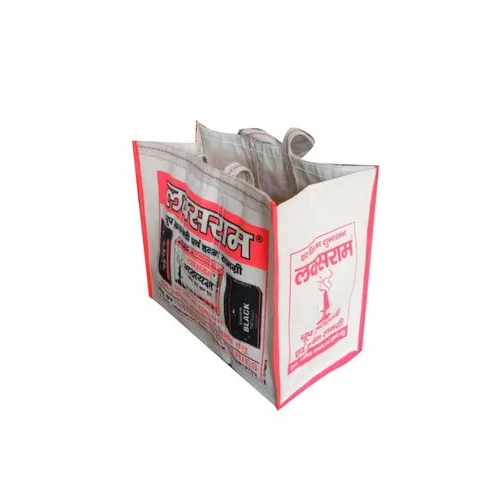 Round Handle Printed Carry Bags - Medium Size, Cotton Material, White Color | Customized Design with Durable Canvas Handles