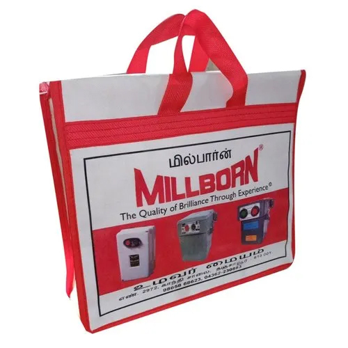 Loop Handle Carry Bag - Canvas, Medium Size | White and Red, Customizable Design, Convenient Handles for Easy Carrying