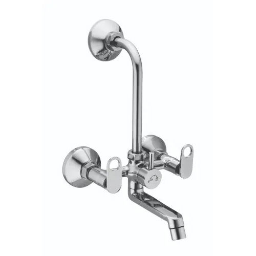 Silver Wall Mixer Telephonic With L Bend