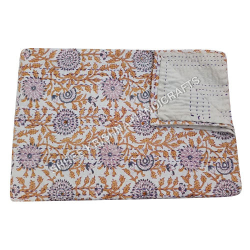 Handmade Stitched Handblock Kantha Quilt