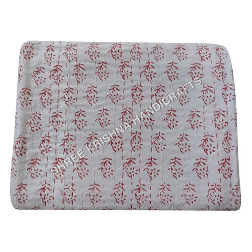 100% Cotton Handblock Red Indian Kantha Quilt