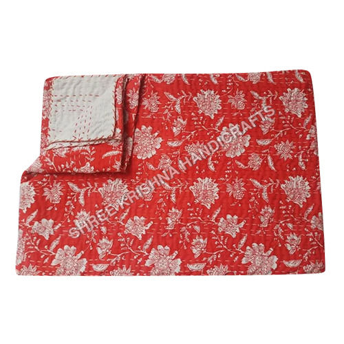 Handmade Red Kantha Quilt