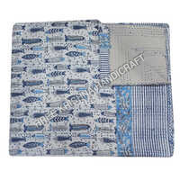 Indian Kantha Quilt - 100% Cotton, Full Size | Handmade Printed Design for Winter Warmth