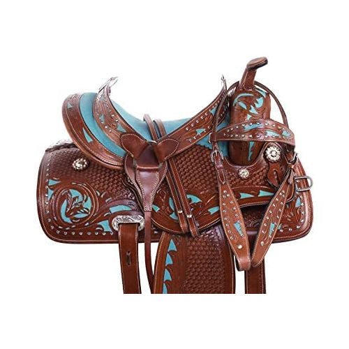 Brown Leather Western Barrel Racing Adult Horse Saddle