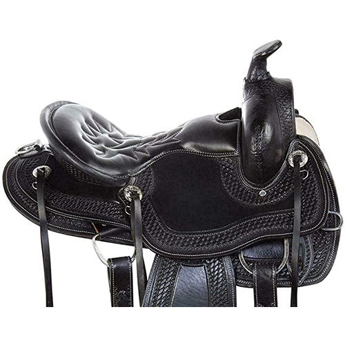 Black Leather Gaited Bars Padded Seat Racing Horse Saddle