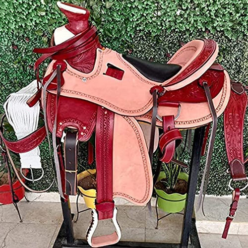 Western Leather Roping Ranch Work Horse Saddle